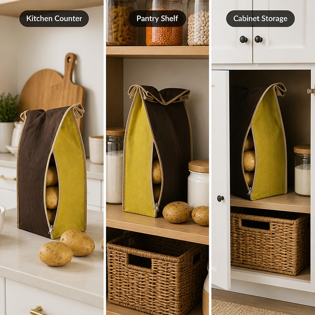 TaterTidy™ — Clear the counter and grab potatoes without the rummaging