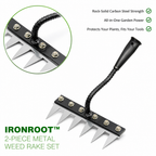 IronRoot™ 2-Piece Metal Weed Rake Set — Turn Backbreaking Garden Work into Effortless, Precise Power