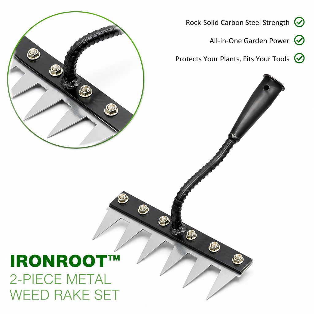 IronRoot™ 2-Piece Metal Weed Rake Set — Turn Backbreaking Garden Work into Effortless, Precise Power