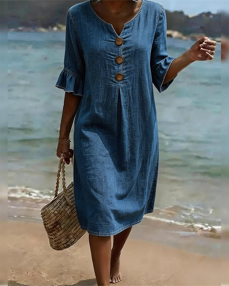SerenaWave™ Denim Dress — Step Out Feeling Effortlessly Flattering and Confident