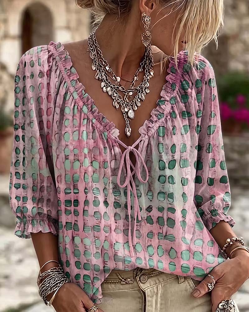 LunaFleur™ Dot Blouse — Flaunt Your Feminine Glow with Effortless Comfort and Style