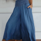 AlturaMist™ Wide-Leg High-Waist Smocked Denim Trousers — Command Attention with Effortless Comfort and Flawless Shape