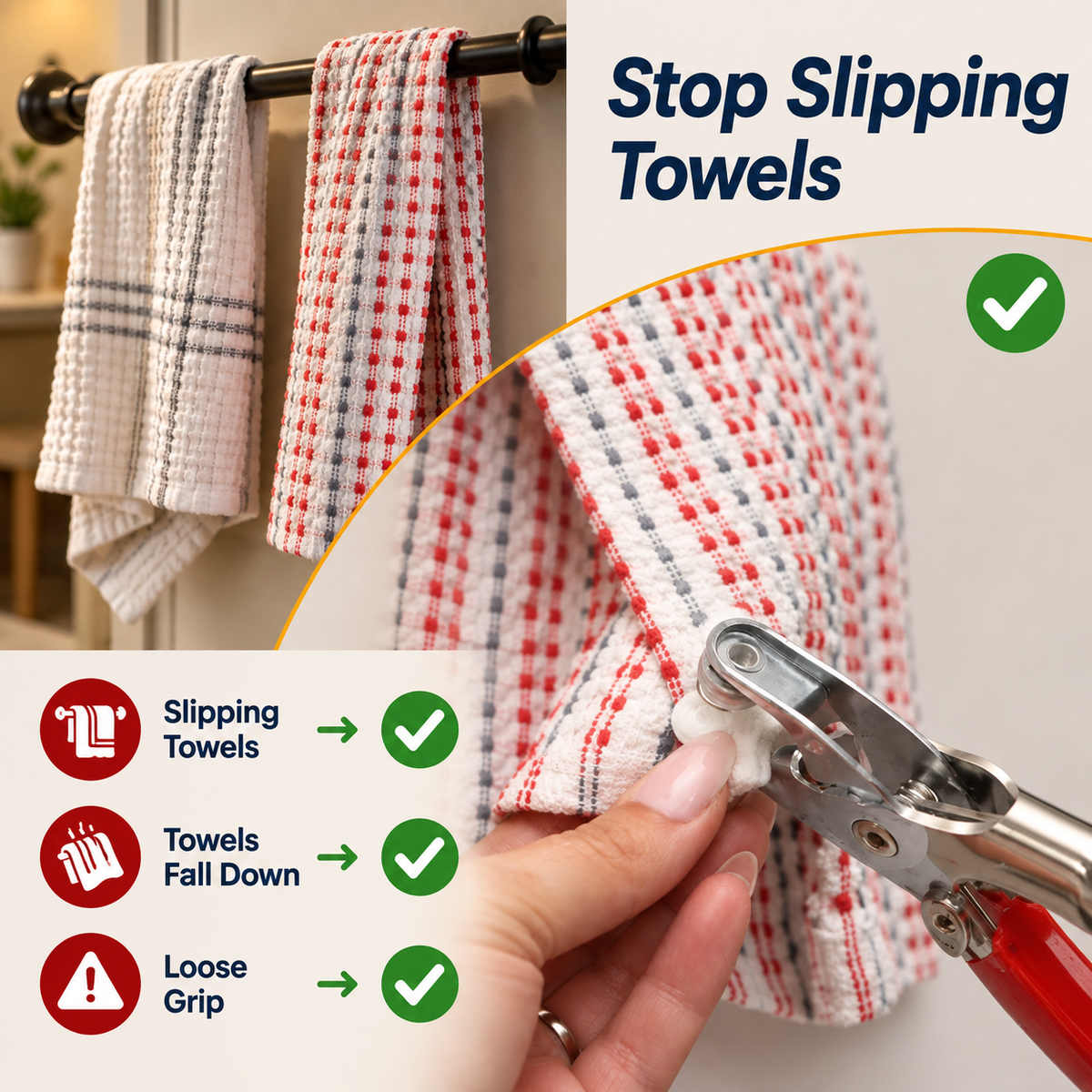 SnapSure™ Five-Prong Fasteners — Lock Your Towels Tight for Instant Calm and Style
