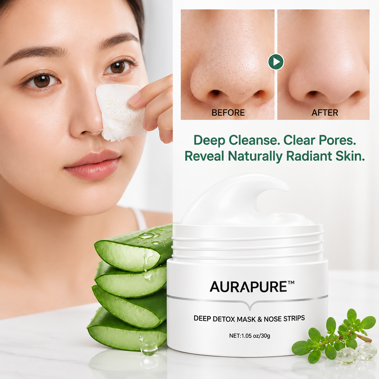 AuraPure™ Deep Detox Mask & Nose Strips — Unlock Radiant, Silky-Smooth Skin You Can’t Stop Touching