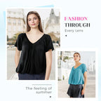 SerenaLuxe™ Pleated V-Neck Top — Sculpt Your Curves and Own Every Room with Effortless Style