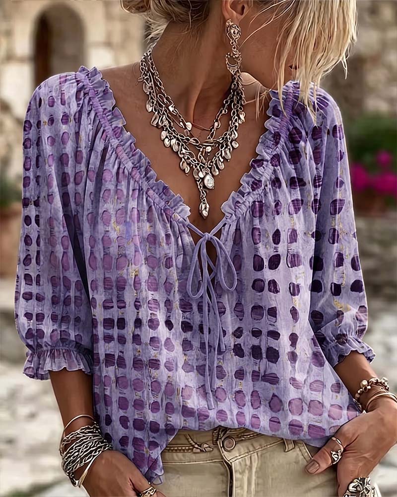 LunaFleur™ Dot Blouse — Flaunt Your Feminine Glow with Effortless Comfort and Style