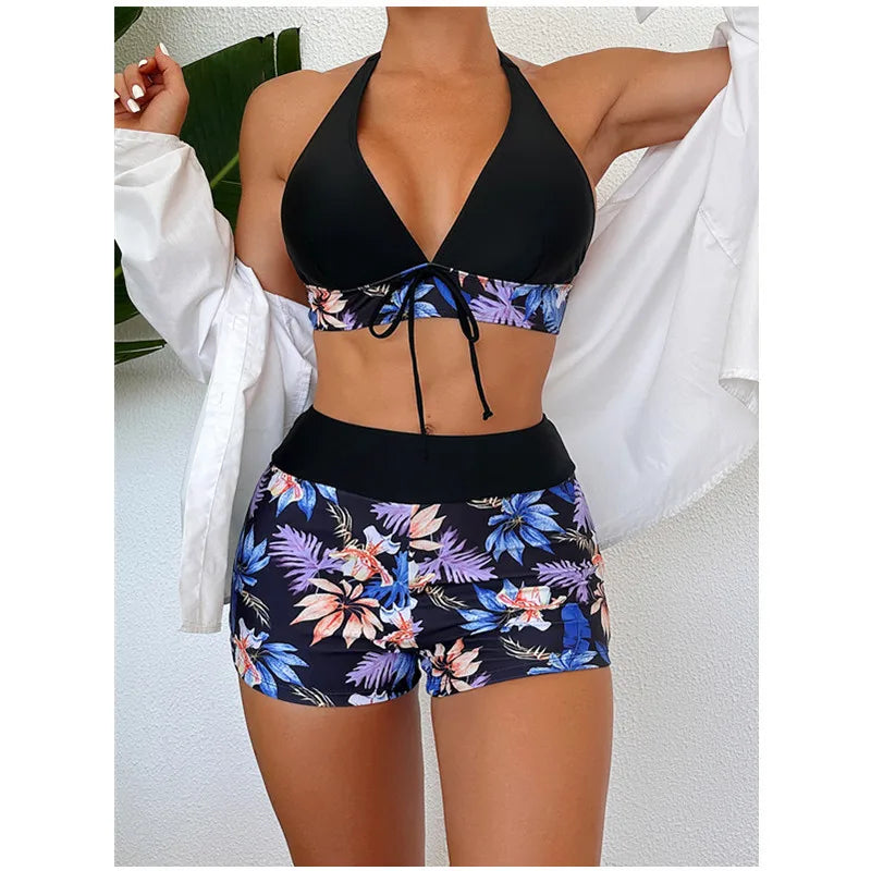 Solarelle™ Floral Backless Shorty Bikini Set — Sculpt Your Curves, Own Every Sunlit Moment