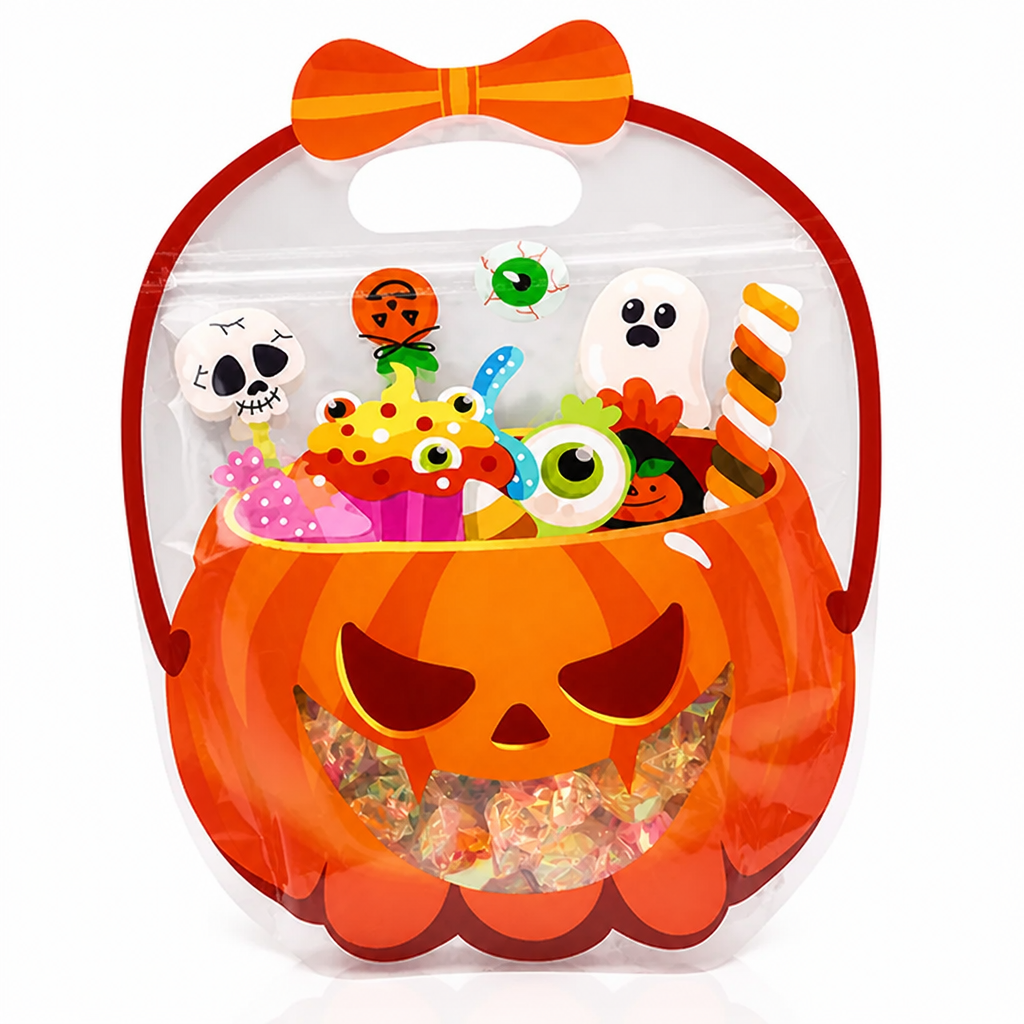 LumaJack™ Transparent Zippered Pumpkin Favor Bags — Make Every Treat a Show-Stopping Moment Kids Can’t Resist