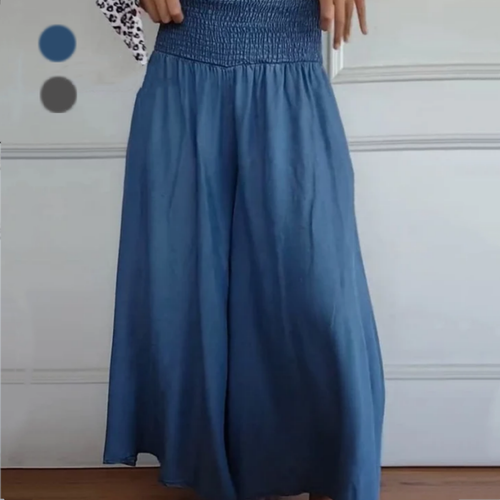 AlturaMist™ Wide-Leg High-Waist Smocked Denim Trousers — Command Attention with Effortless Comfort and Flawless Shape