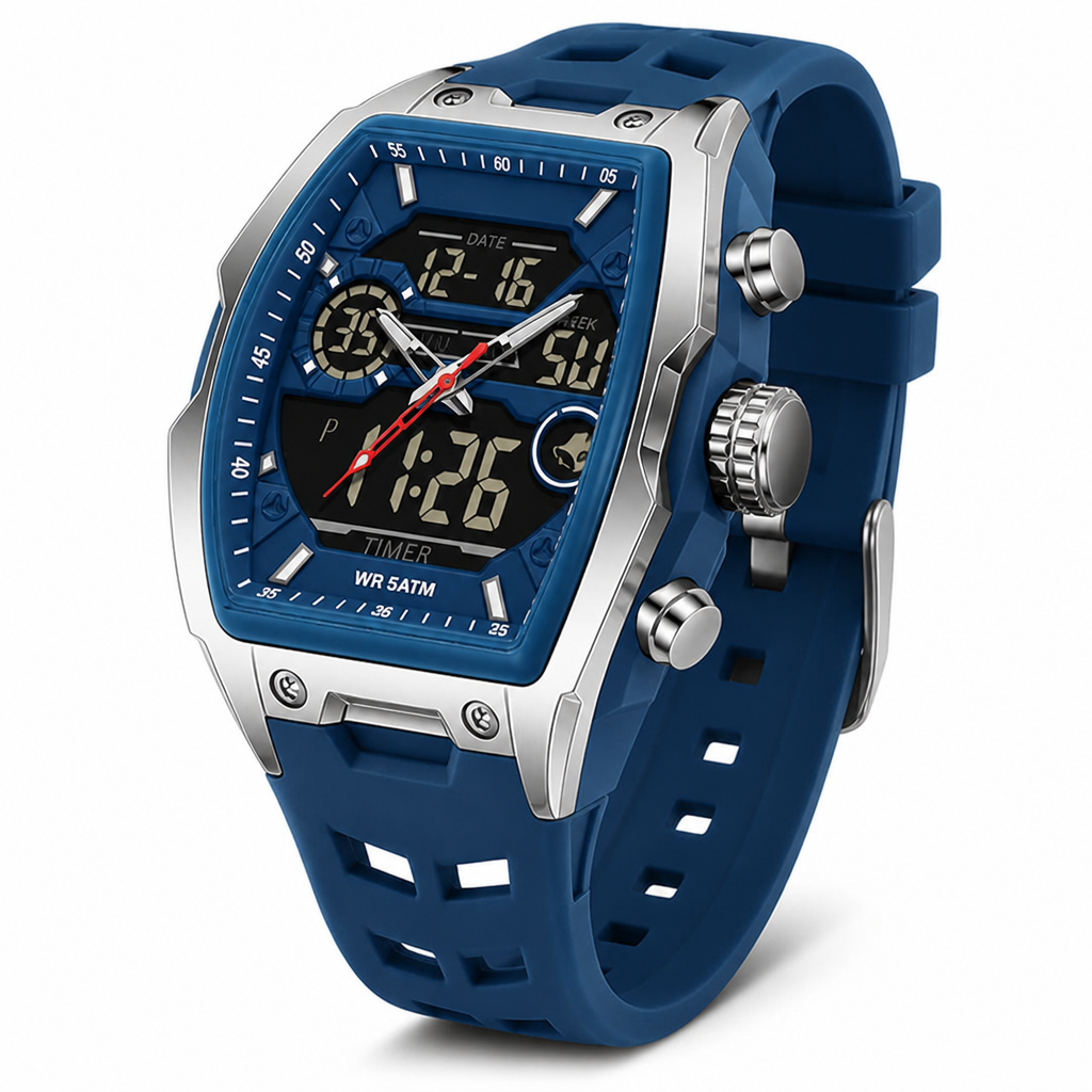 VeloQuartz™ — Own Every Second with Bold Dual-Time Precision
