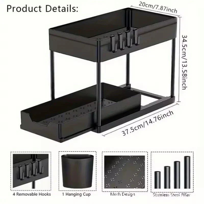 SlipNest™ 2-Tier Sliding Organizer — Unlock Instant Calm by Crushing Clutter and Gliding to What You Need
