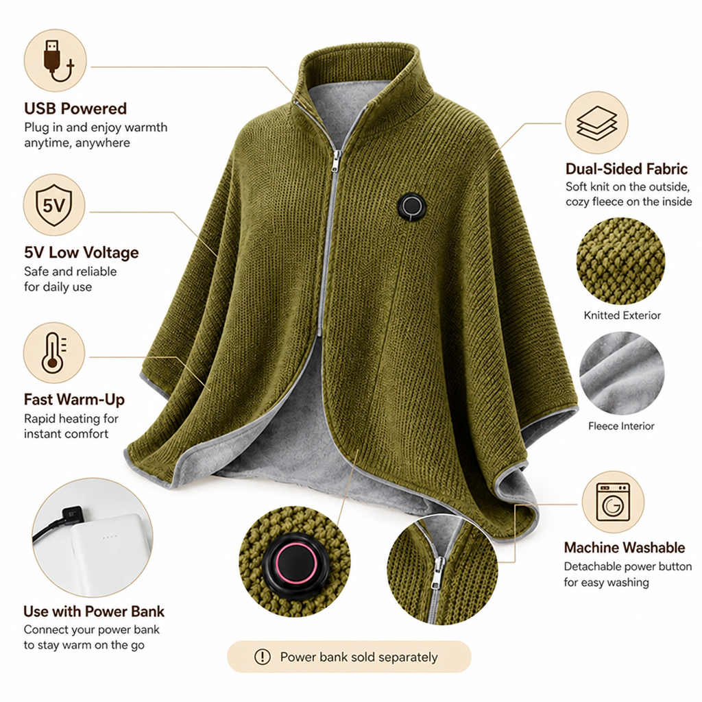 AmberEase™ Rechargeable Heated Blanket & Scarf — Wrap Yourself in Portable, Personalized Warmth Anytime