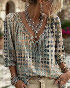 LunaFleur™ Dot Blouse — Flaunt Your Feminine Glow with Effortless Comfort and Style