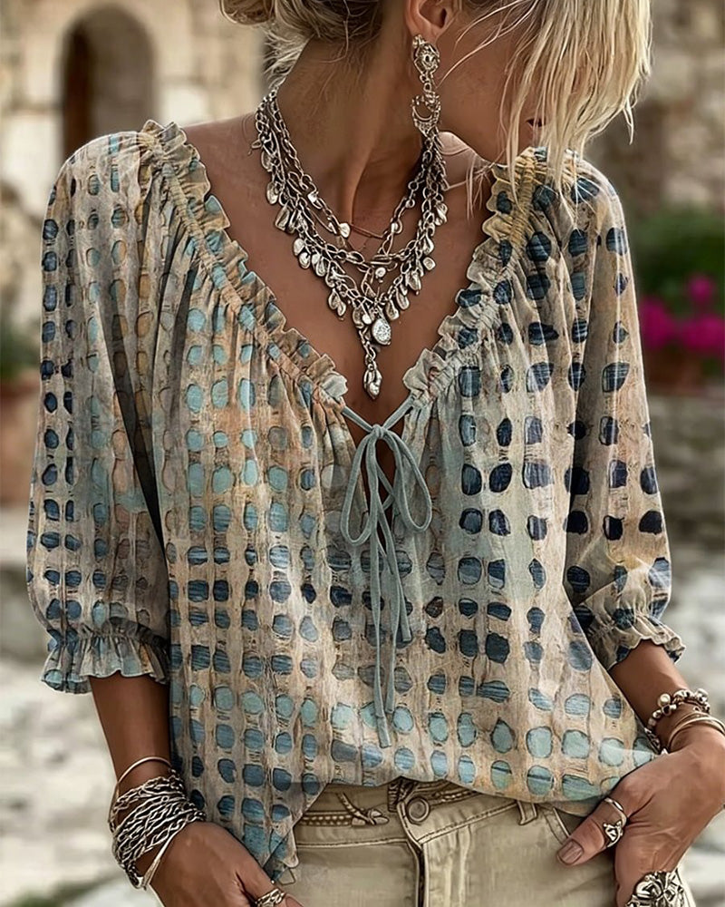 LunaFleur™ Dot Blouse — Flaunt Your Feminine Glow with Effortless Comfort and Style