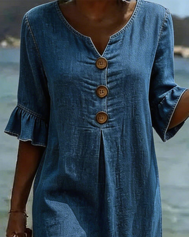SerenaWave™ Denim Dress — Step Out Feeling Effortlessly Flattering and Confident