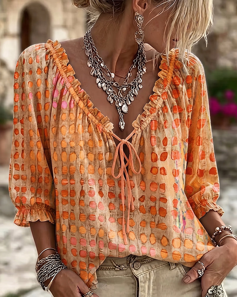 LunaFleur™ Dot Blouse — Flaunt Your Feminine Glow with Effortless Comfort and Style