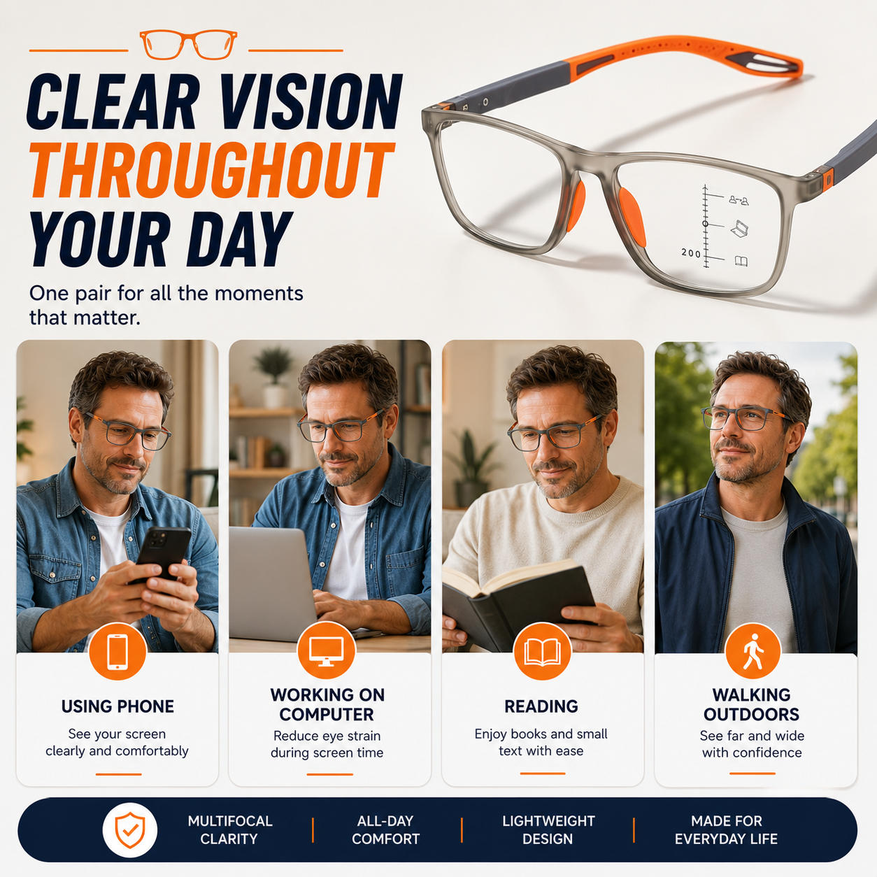 LumiFlex™ Multifocal Glasses — Effortless Focus for Crystal-Clear Vision All Day Long