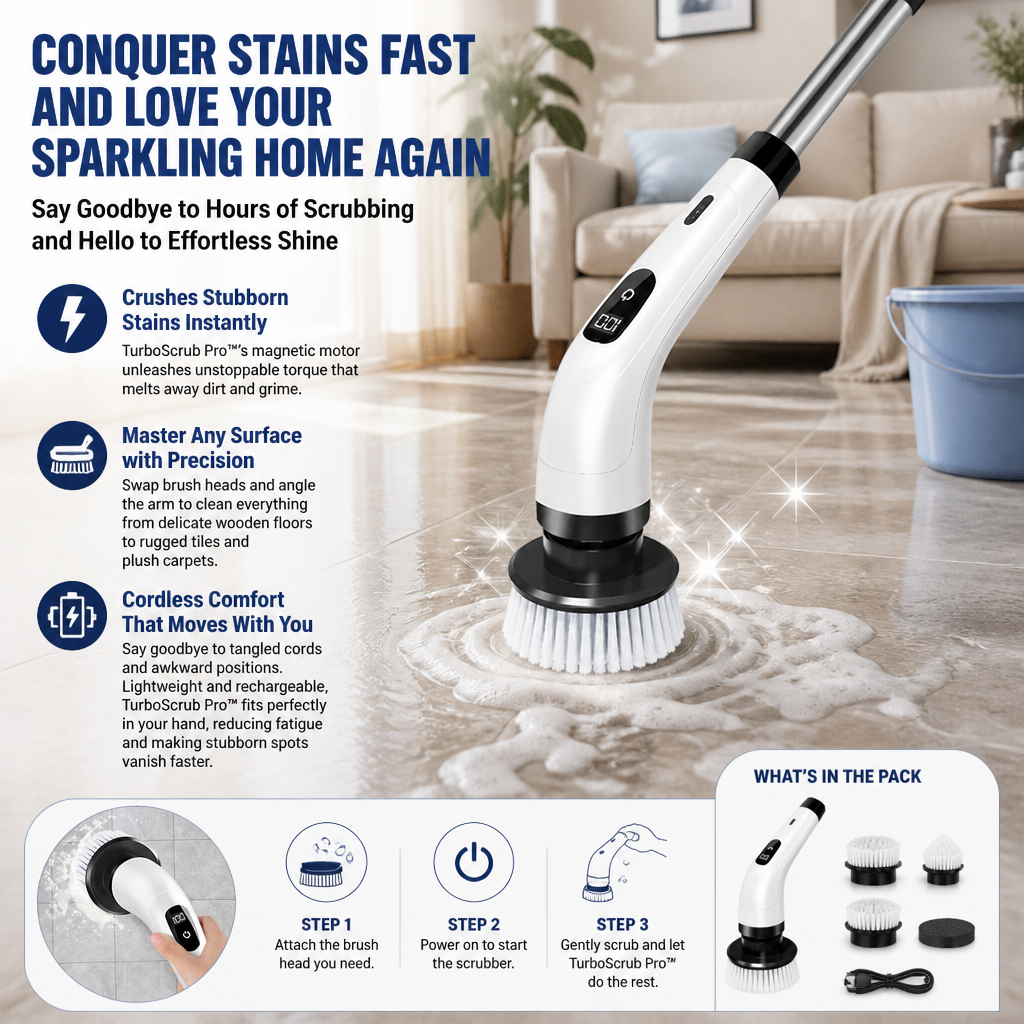 TurboScrub Pro™ — Conquer Stains Fast and Love Your Sparkling Home Again